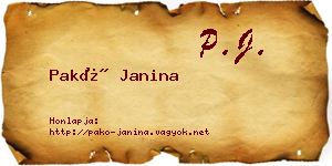 Pakó Janina névjegykártya